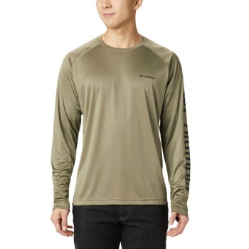 Columbia Muške Majice S Kapuljačom - Fork Stream Long Sleeve Maslinasto Zelene Crne | CRLW-45830